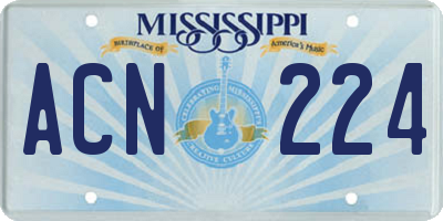 MS license plate ACN224