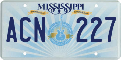 MS license plate ACN227