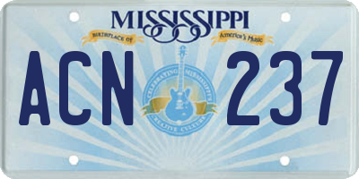 MS license plate ACN237