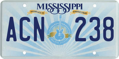MS license plate ACN238