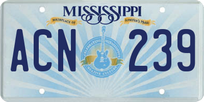 MS license plate ACN239