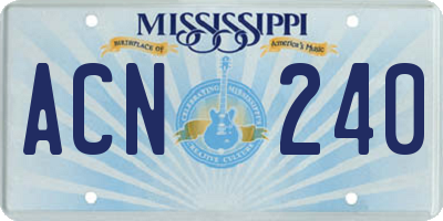 MS license plate ACN240