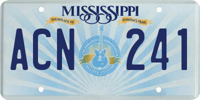 MS license plate ACN241