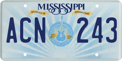 MS license plate ACN243