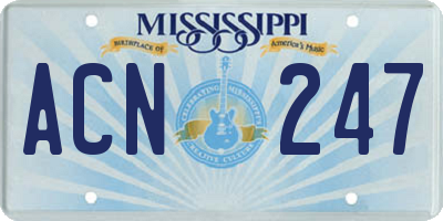 MS license plate ACN247