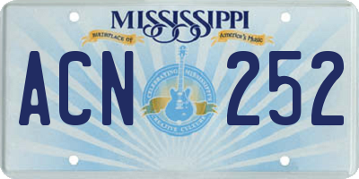MS license plate ACN252
