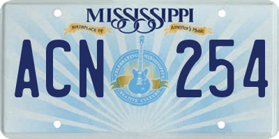 MS license plate ACN254
