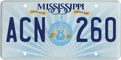MS license plate ACN260