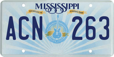 MS license plate ACN263