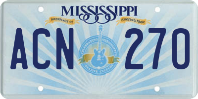 MS license plate ACN270