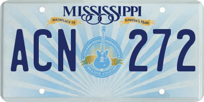 MS license plate ACN272