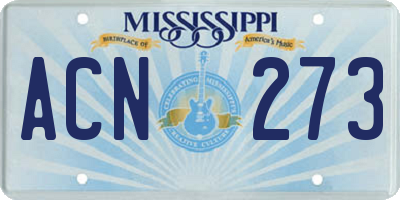 MS license plate ACN273