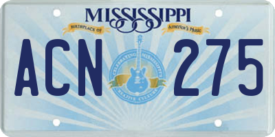 MS license plate ACN275
