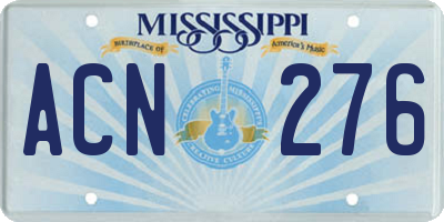 MS license plate ACN276