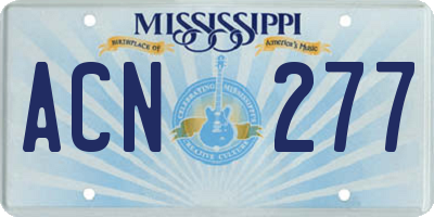 MS license plate ACN277