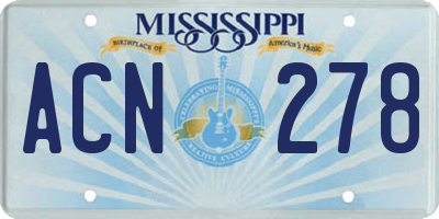 MS license plate ACN278