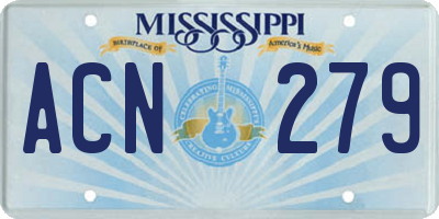 MS license plate ACN279