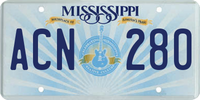 MS license plate ACN280