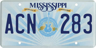 MS license plate ACN283