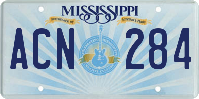 MS license plate ACN284