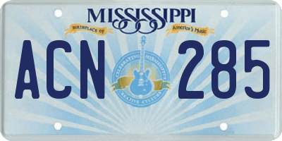 MS license plate ACN285