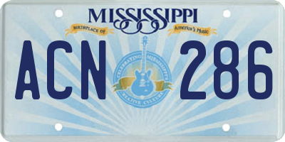 MS license plate ACN286