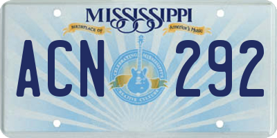 MS license plate ACN292