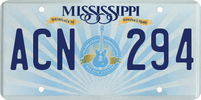 MS license plate ACN294