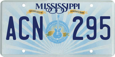 MS license plate ACN295