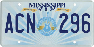 MS license plate ACN296
