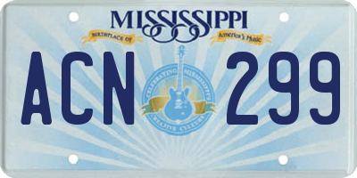MS license plate ACN299