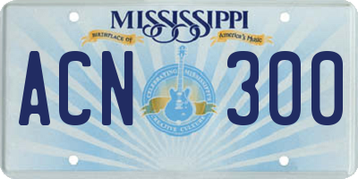 MS license plate ACN300