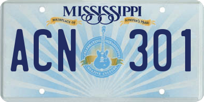 MS license plate ACN301