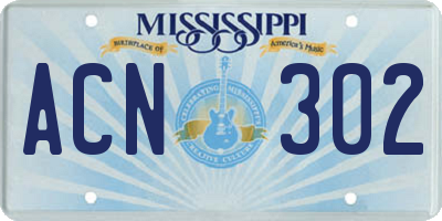 MS license plate ACN302
