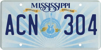 MS license plate ACN304