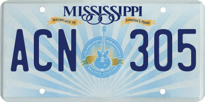 MS license plate ACN305