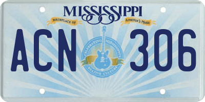 MS license plate ACN306