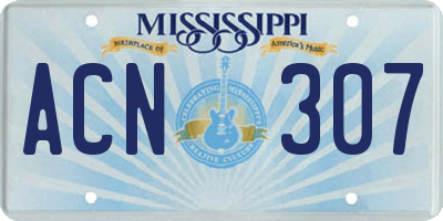 MS license plate ACN307