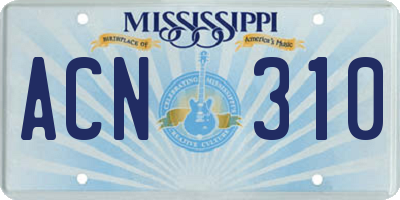 MS license plate ACN310