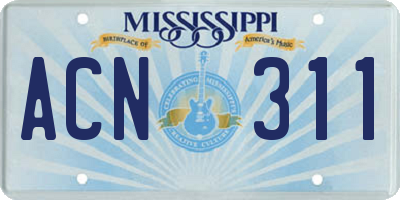 MS license plate ACN311