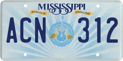 MS license plate ACN312
