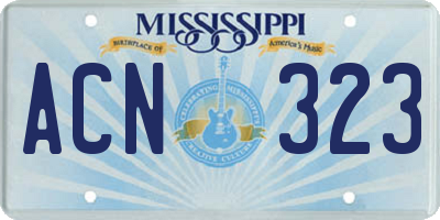 MS license plate ACN323