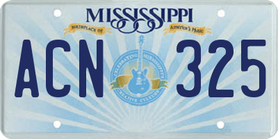 MS license plate ACN325