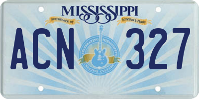 MS license plate ACN327