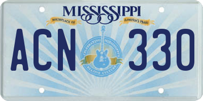 MS license plate ACN330