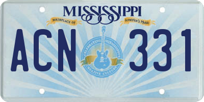 MS license plate ACN331