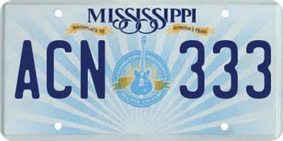 MS license plate ACN333