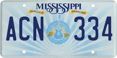 MS license plate ACN334