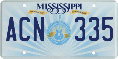 MS license plate ACN335