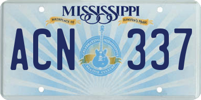 MS license plate ACN337
